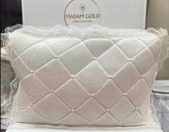 madam gold Kadife Inci Işlemeli Güpürlü 3'lü Set