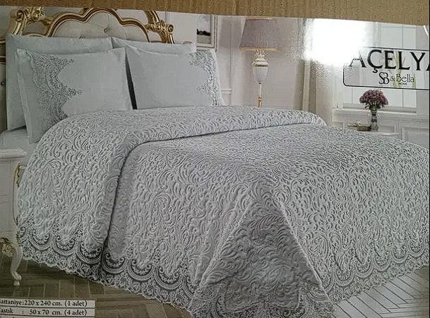 6 parça dantelli gelin battaniyesi seti
