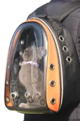 Astronot Kırılmaz Kedi Köpek Taşıma Çantası 42 X 22 X 33 Cm Siyah Turuncu