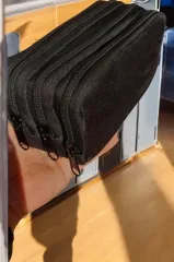 lisanslı üç bölmeli geniş hacimli sade siyah kalemlik makyaj çantası 20cm 9 cm 9 cmebatlarında
